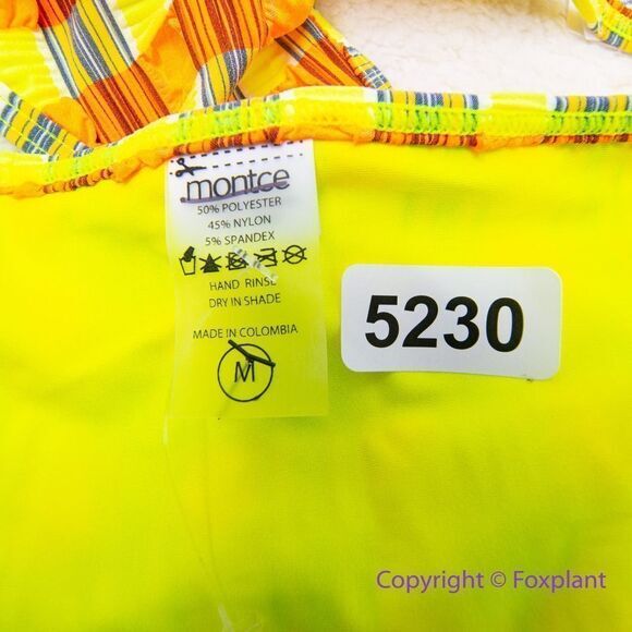 NEW Montce Tie-Up bikini Bottom Neon Plaid, size M - Picture 10 of 12